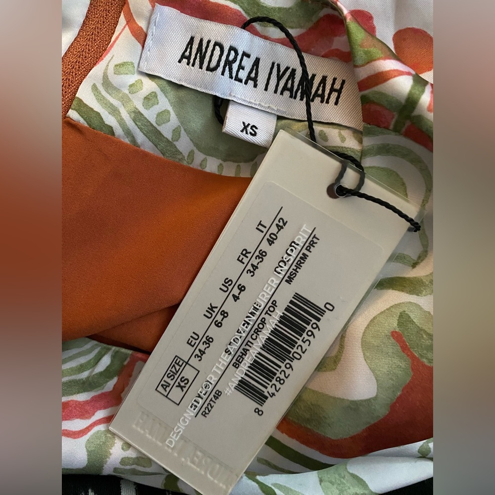 Andrea Iyamah Behati Abstract Mushroom Print Cropped Top Size XS NWT - Picture 7 of 10